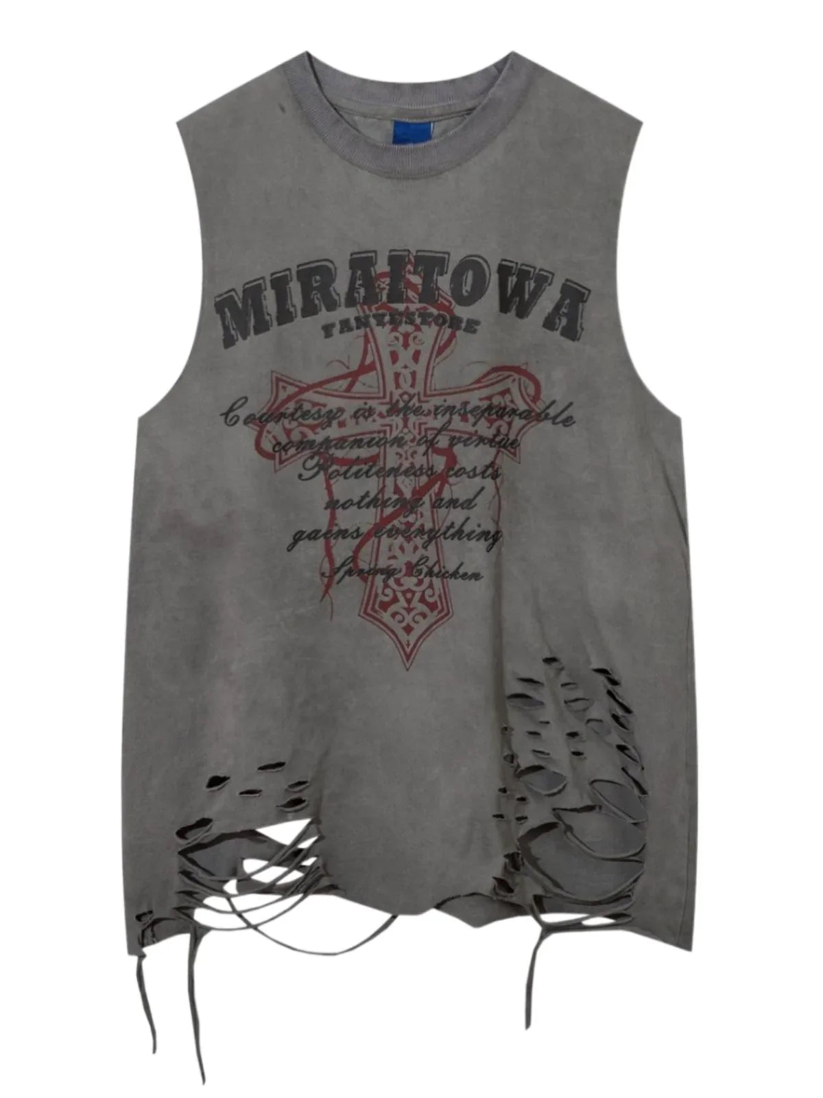 Damage Oversize Sleeveless Shirt