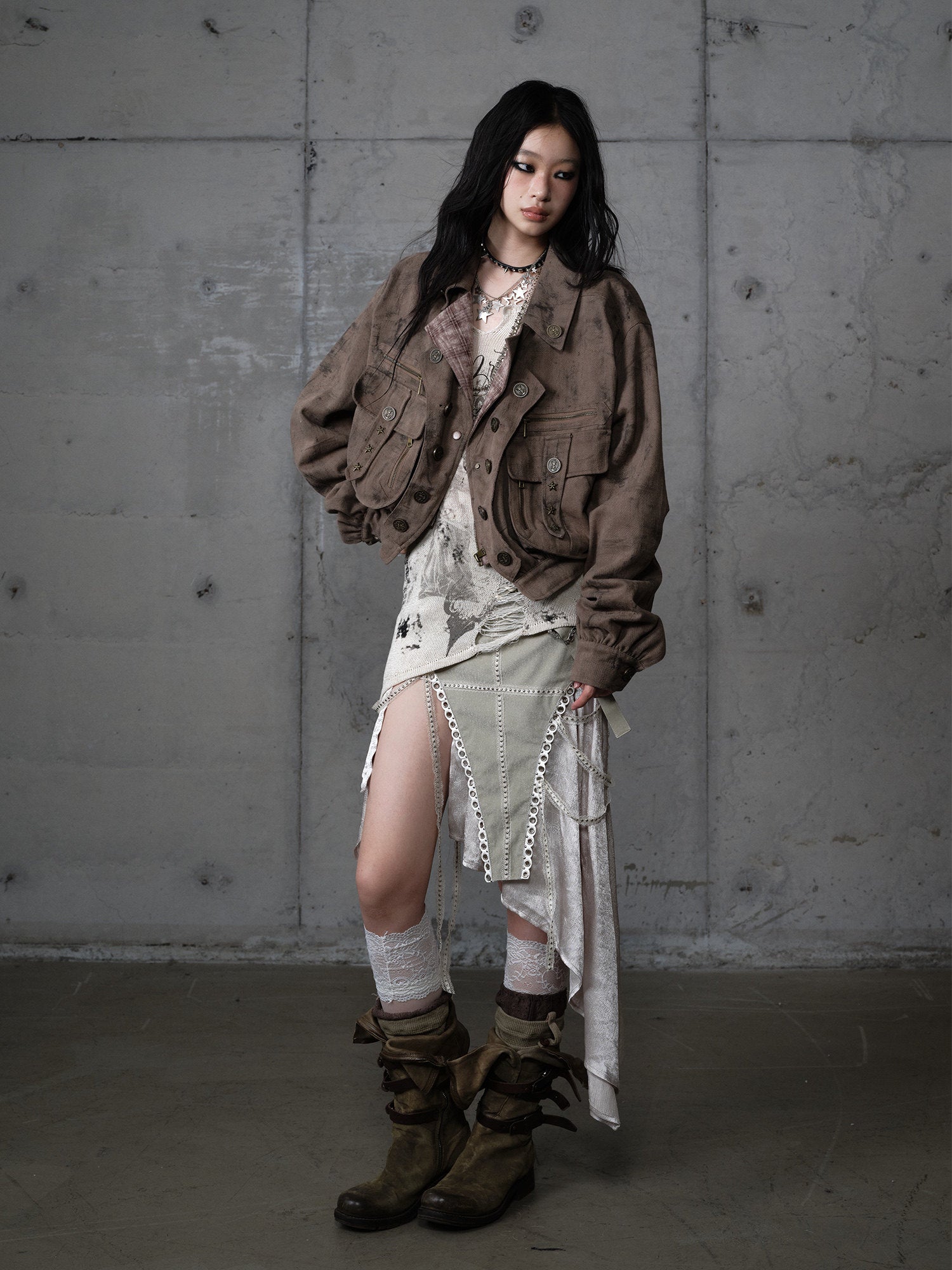 Patchwork Plaid Punk Work Jacket