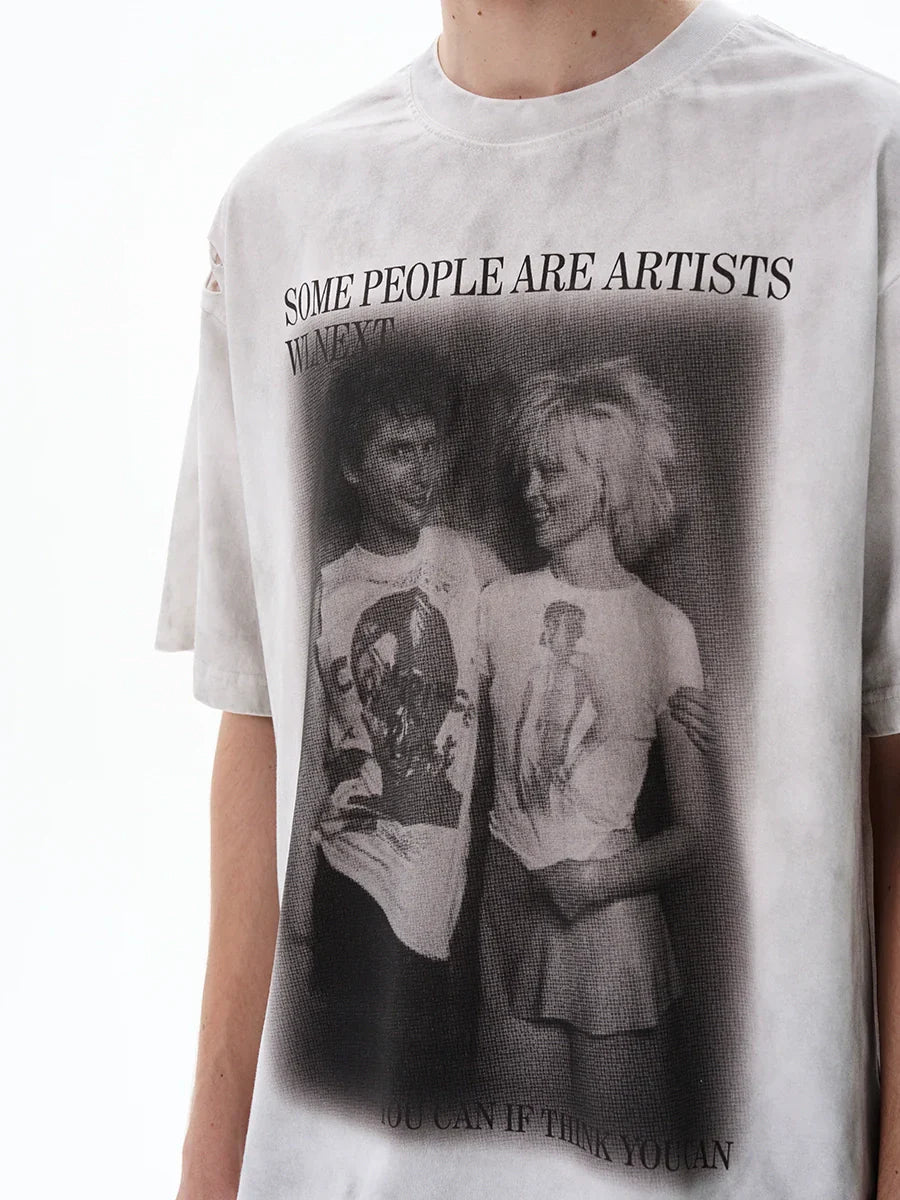 Portrait Print Oversize Short Sleeve T-Shirt