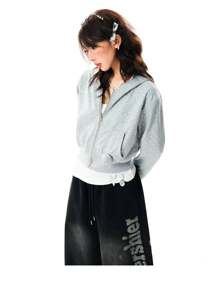 Polka Dot Zipper Hoodie