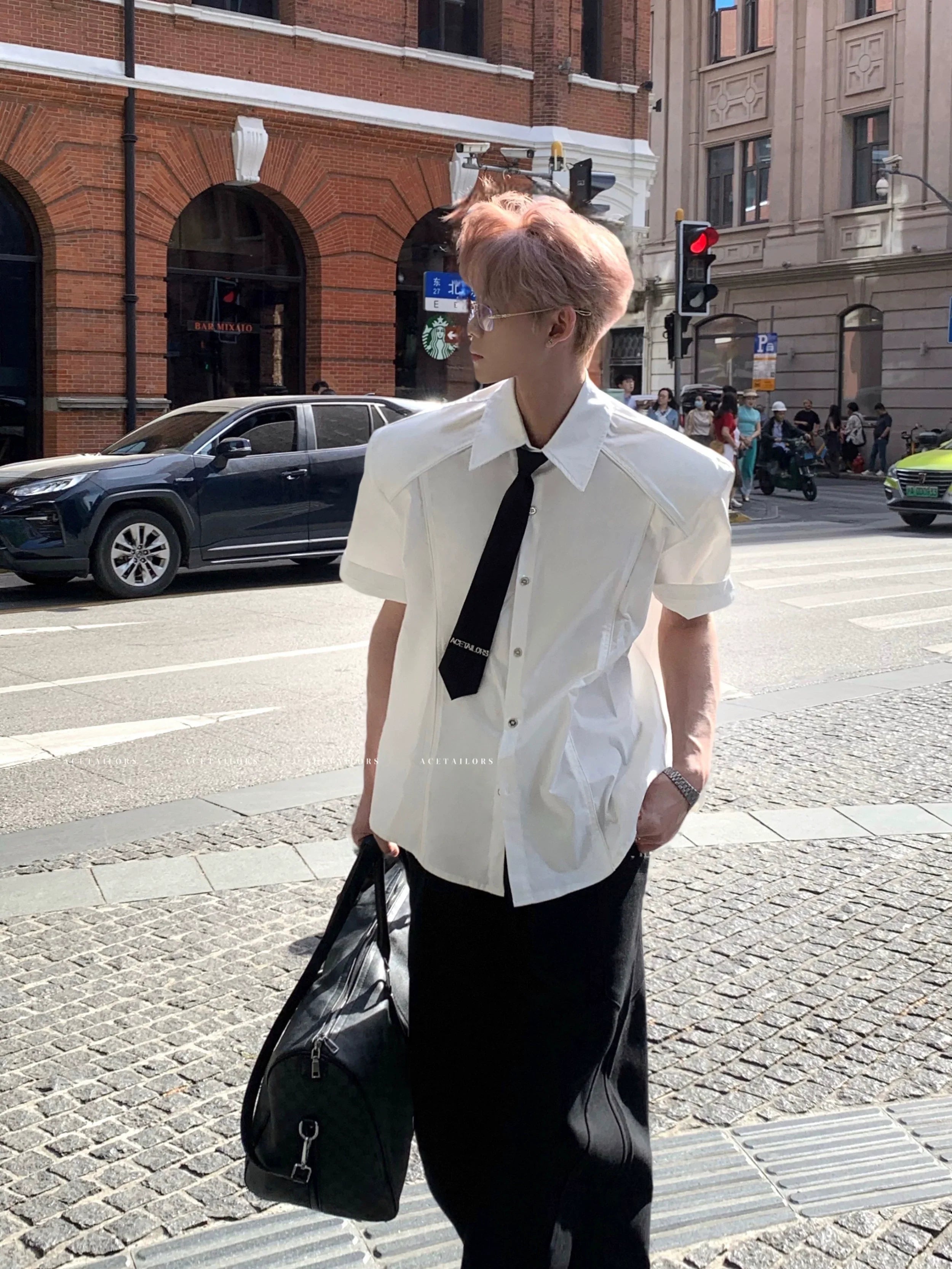 Structured Shoulder Short Sleeve Shirt