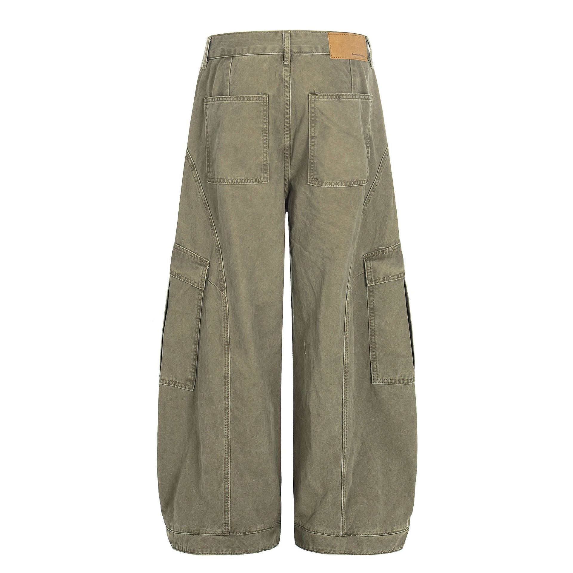 Washed Multi Pocket Curved Cargo Pants