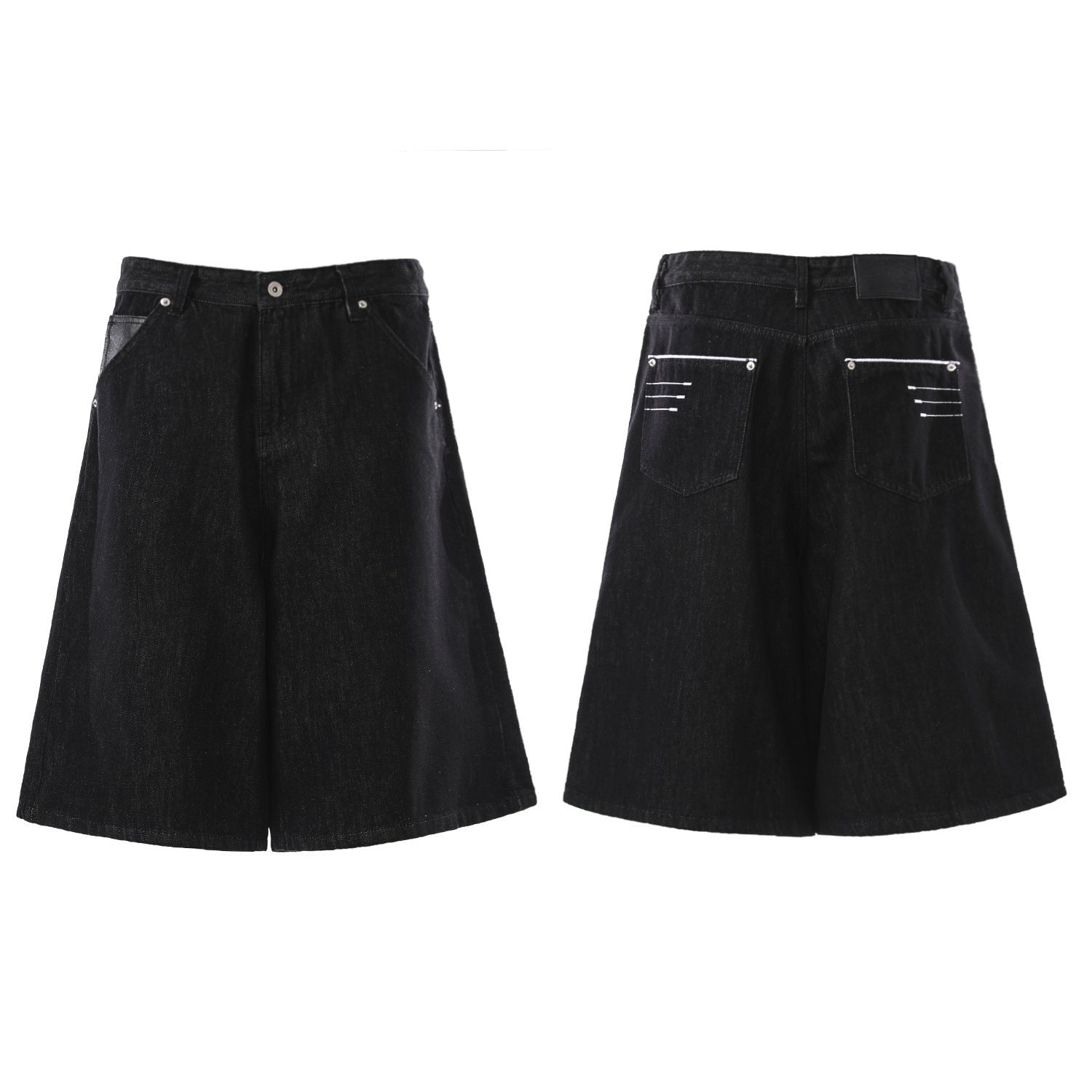 Raw Wash Wide Leg Denim Jort