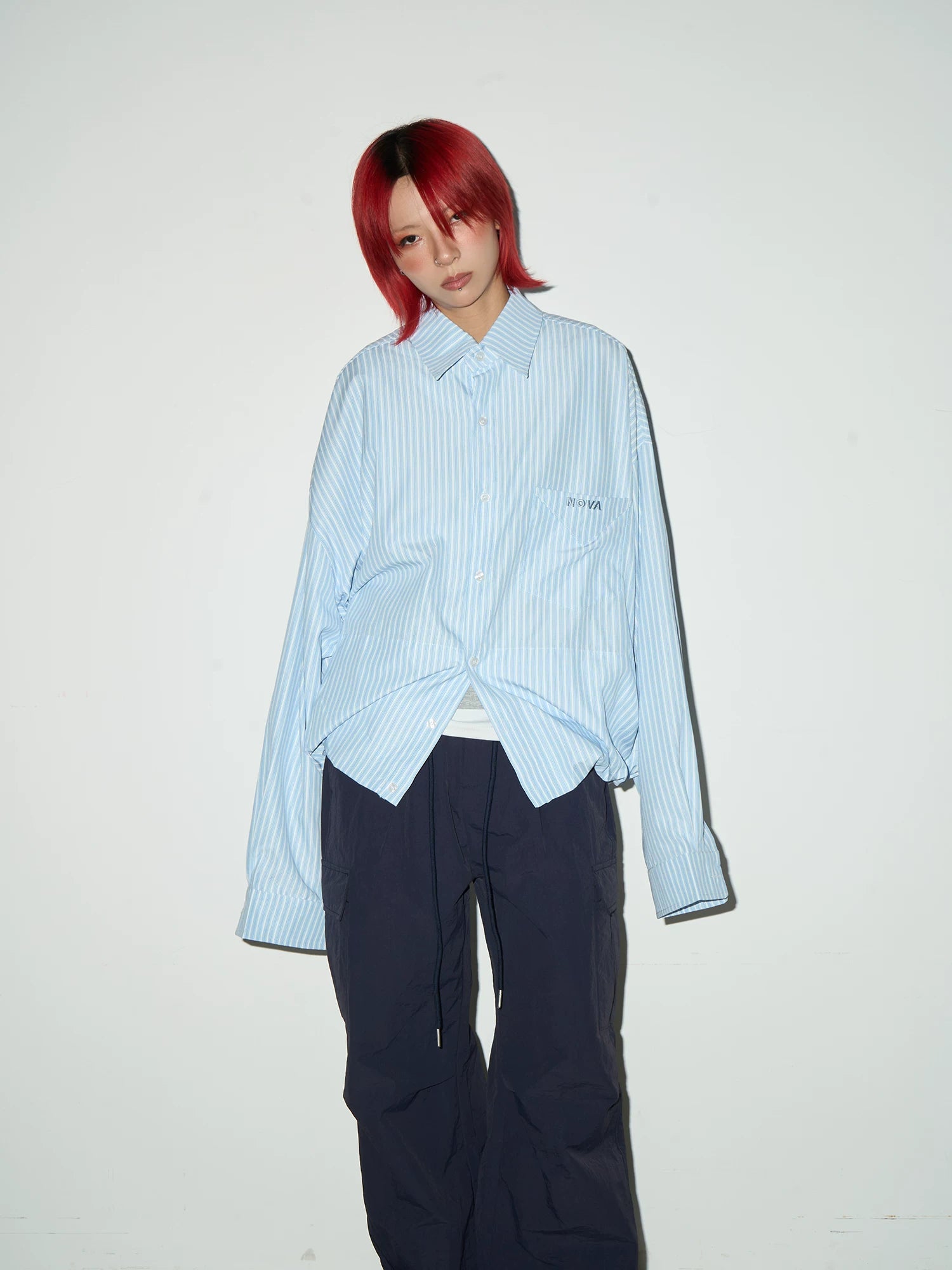 Stripe Oversize Long Sleeve Shirt