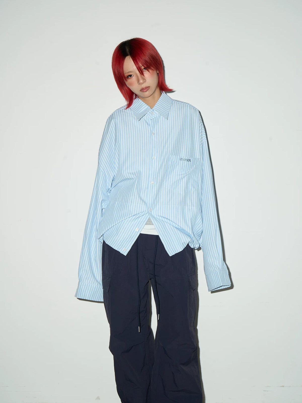 Stripe Oversize Long Sleeve Shirt
