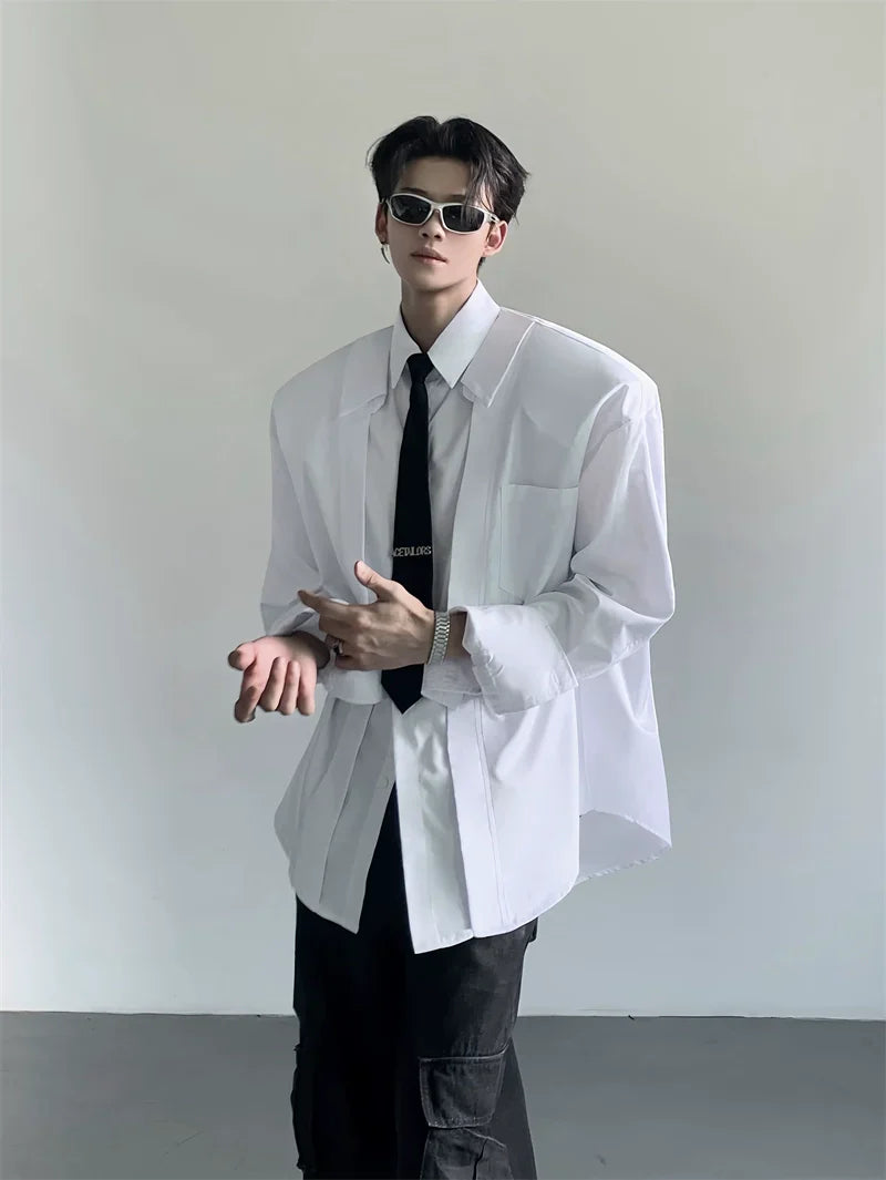 Solid Color Lapel Design Long Sleeve Shirt