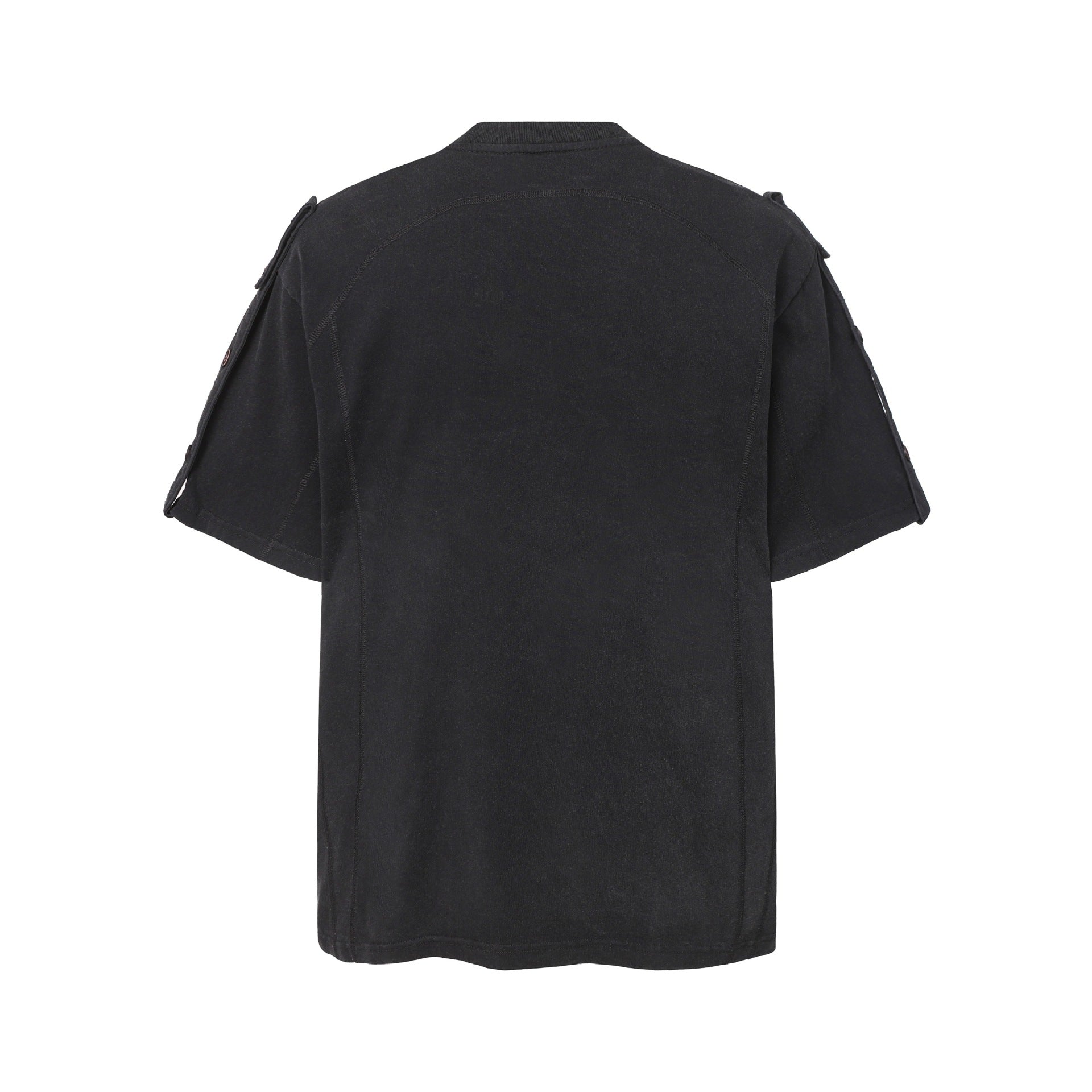 Semi-Open Collar Washed Short Sleeve T-Shirt