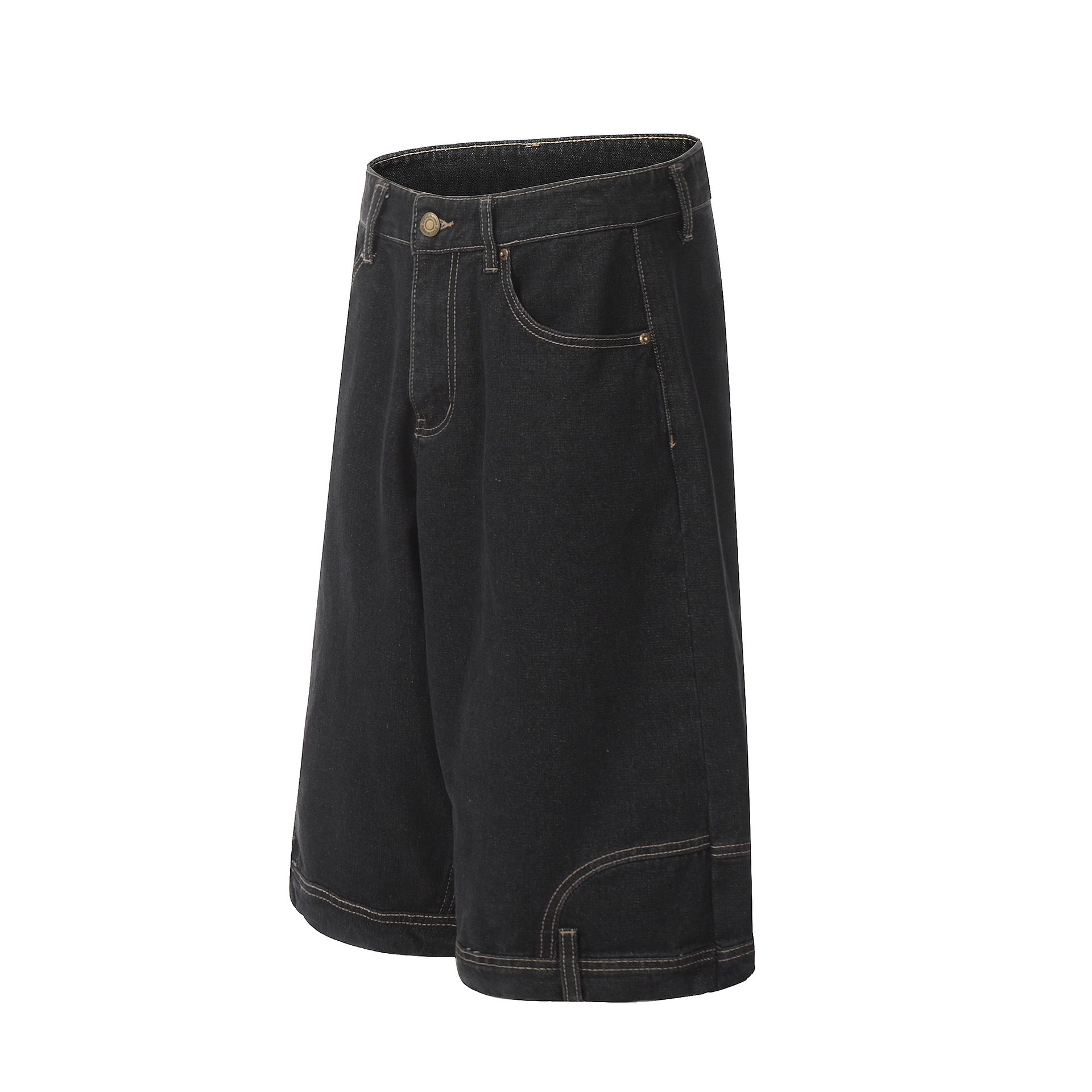 Washed Deconstruction Wide Leg Denim Jort
