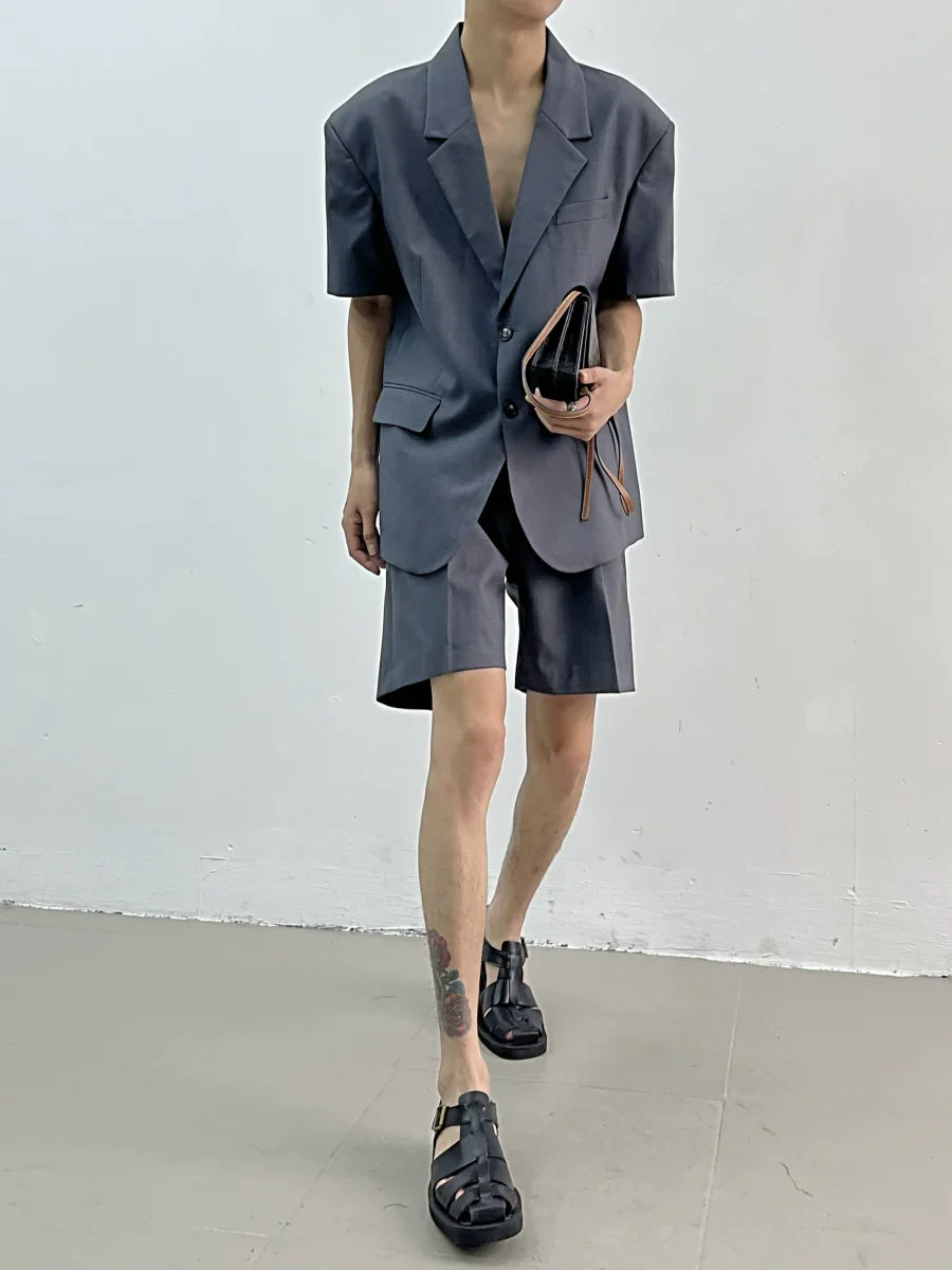 Oversize Short Sleeve Shirt Jacket & Center Press Shorts Setup
