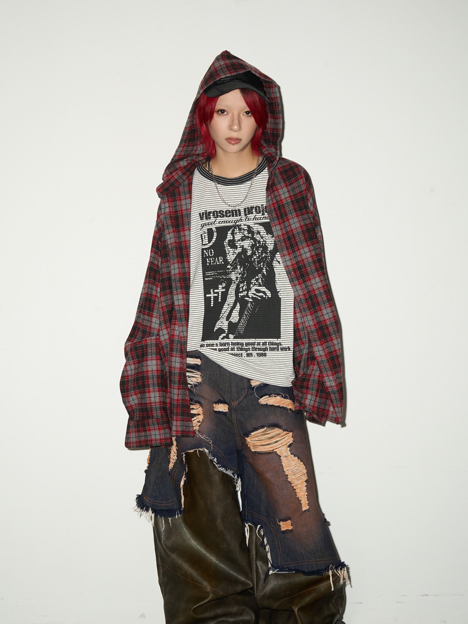 Stripe Graphic Print Layered Long Sleeve T-Shirt