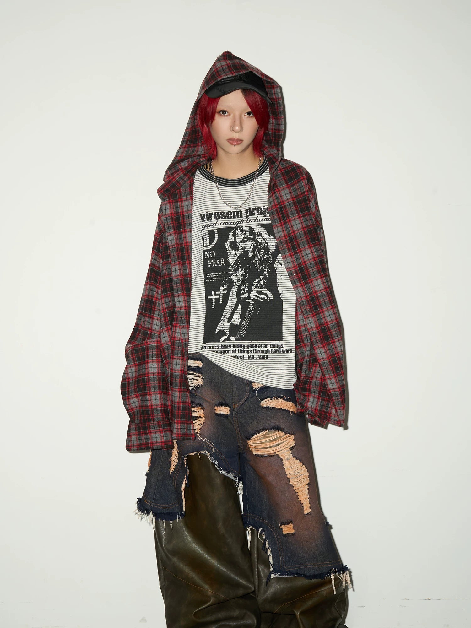 Stripe Graphic Print Layered Long Sleeve T-Shirt