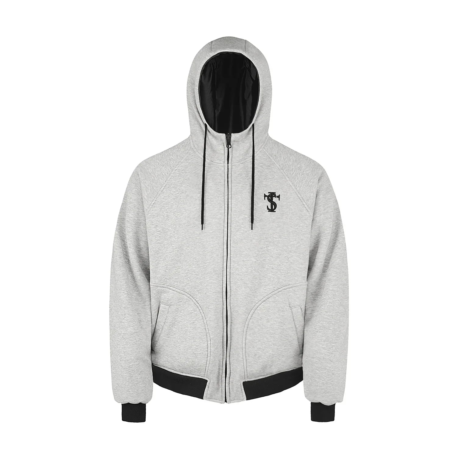 Sudadera con capucha reversible de satén con cremallera
