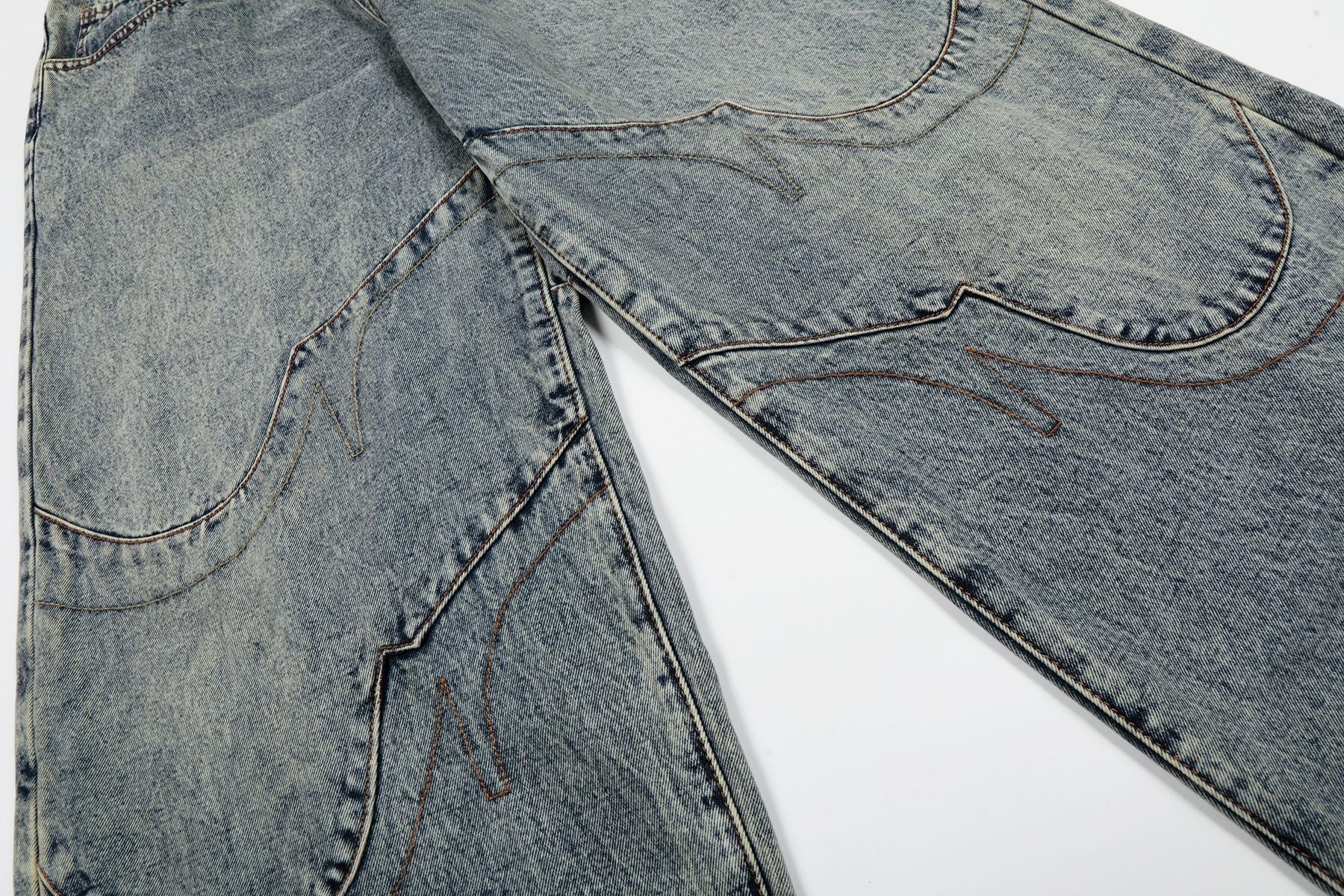 Deconstruction Patchwork Wide Leg Denim Jeans