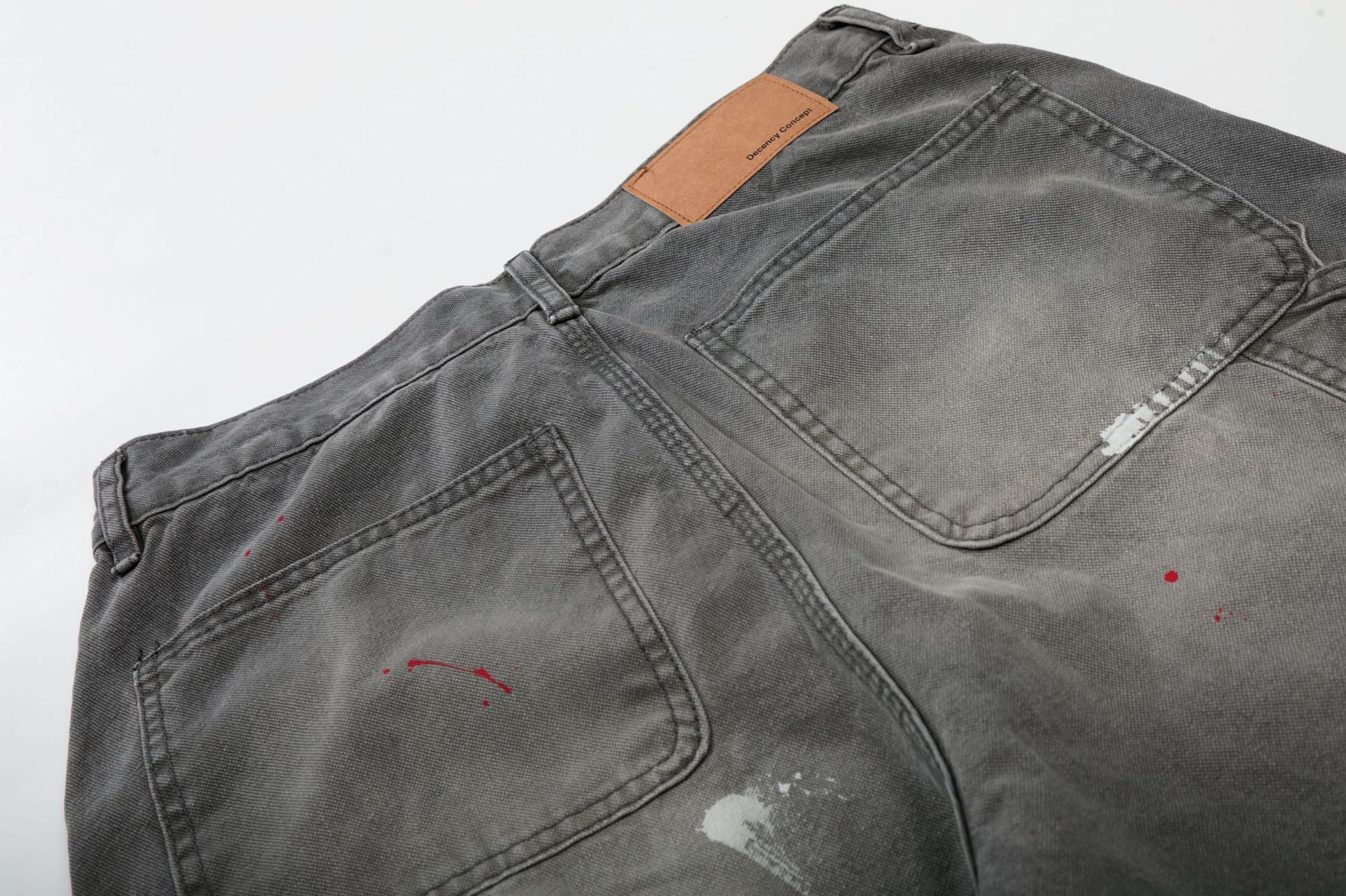 Whisker Ink Splash Curved Wide Leg Denim Jeans