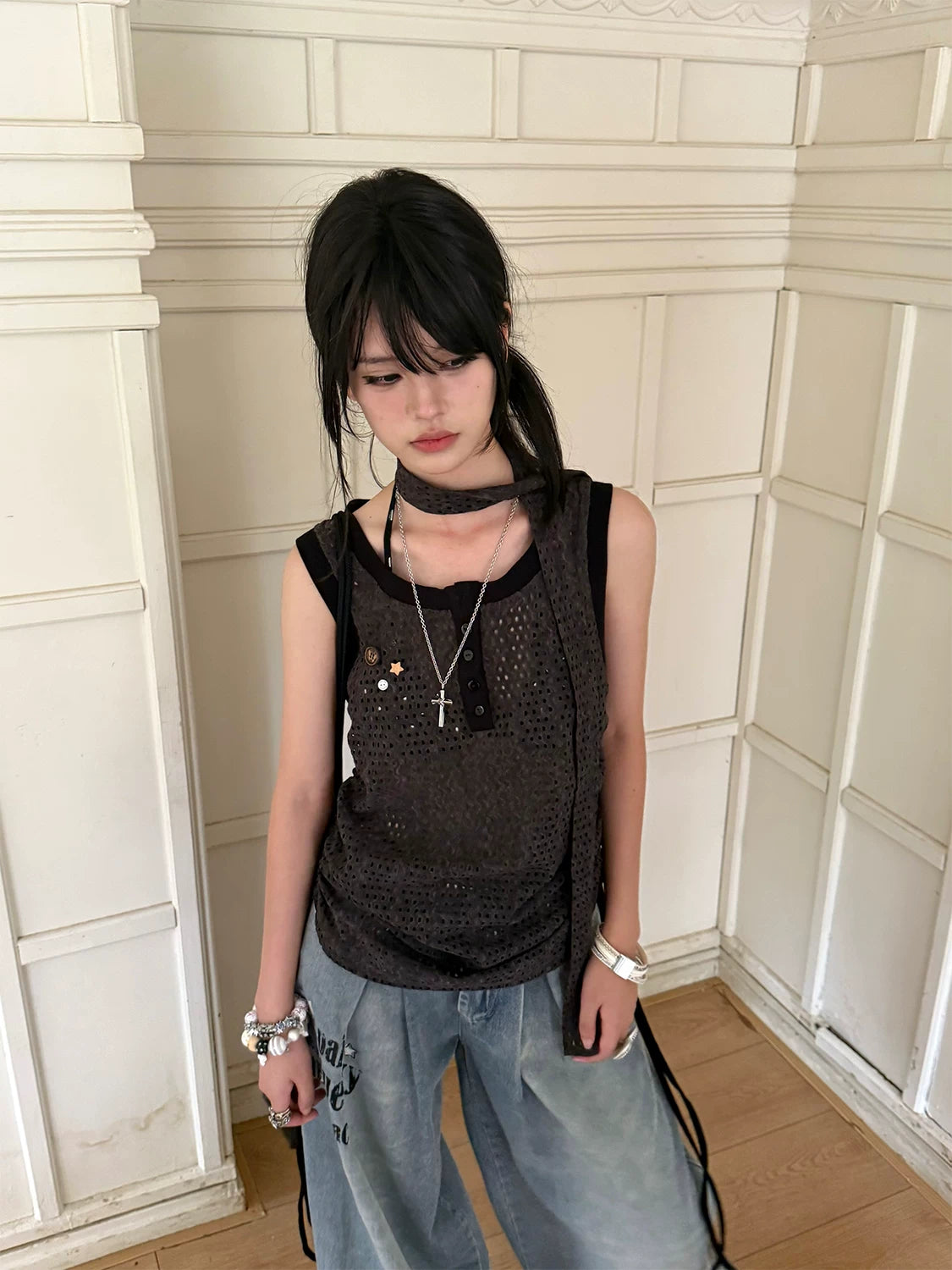 Strap Detail Oversize Tank Top
