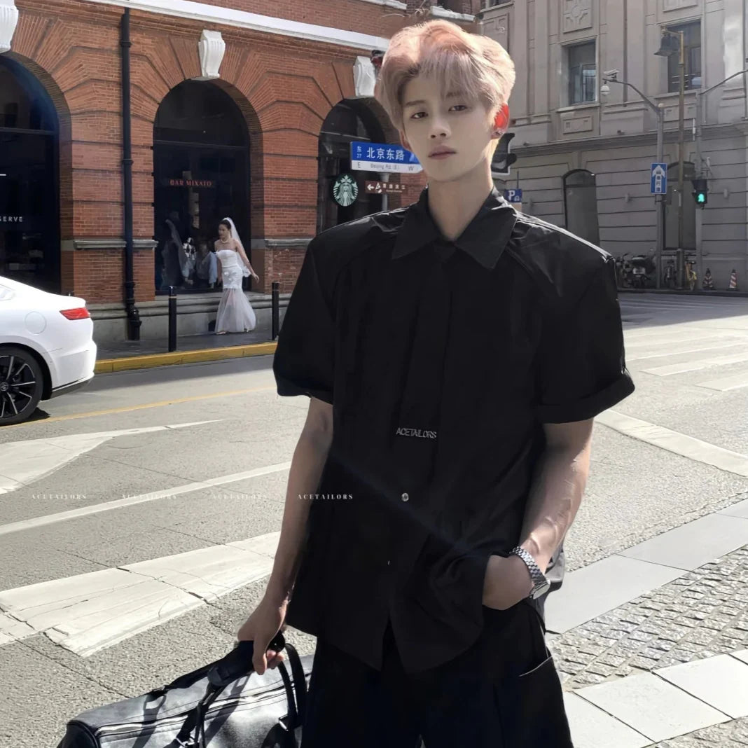 Structured Shoulder Short Sleeve Shirt