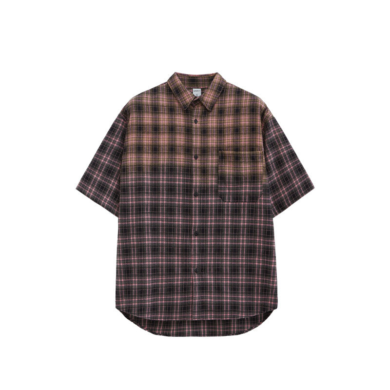 Plaid Oversized Gradient Heavyweight Shirt