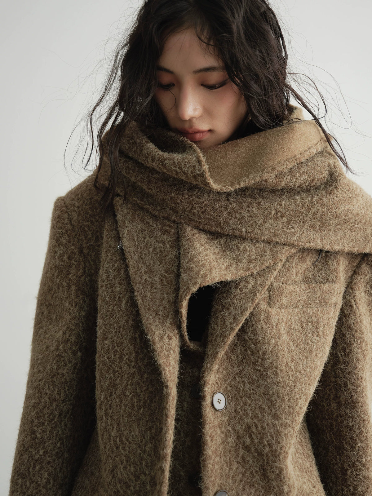 Detachable Scarf Tailored Jacket