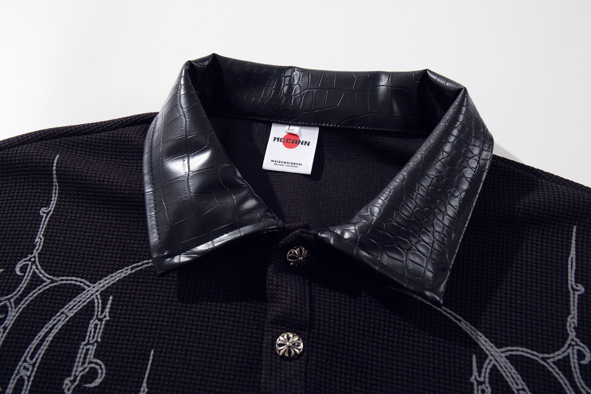 Thorn Waffle Patchwork Short Sleeve Polo Shirt