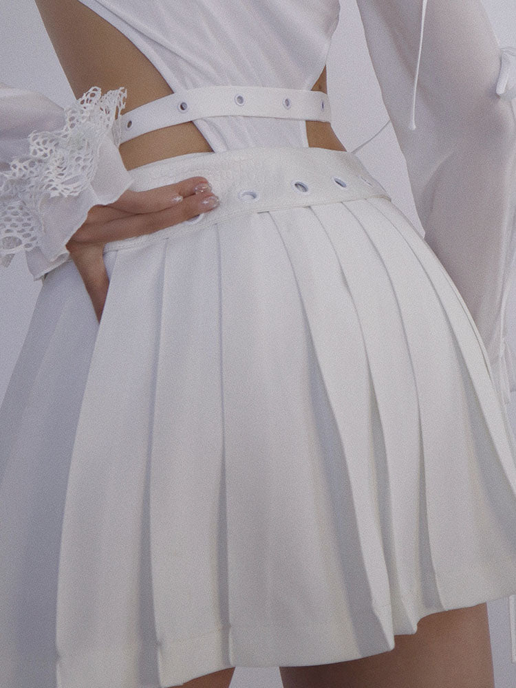 Butterfly Embroidery Pleats Short Skirt