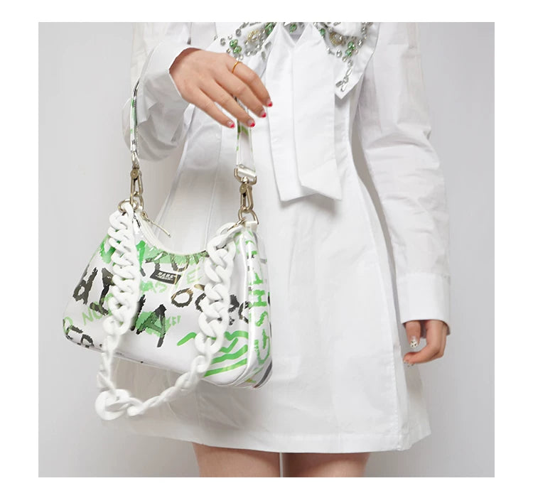 Graphic Design Chain Shoulder Bag