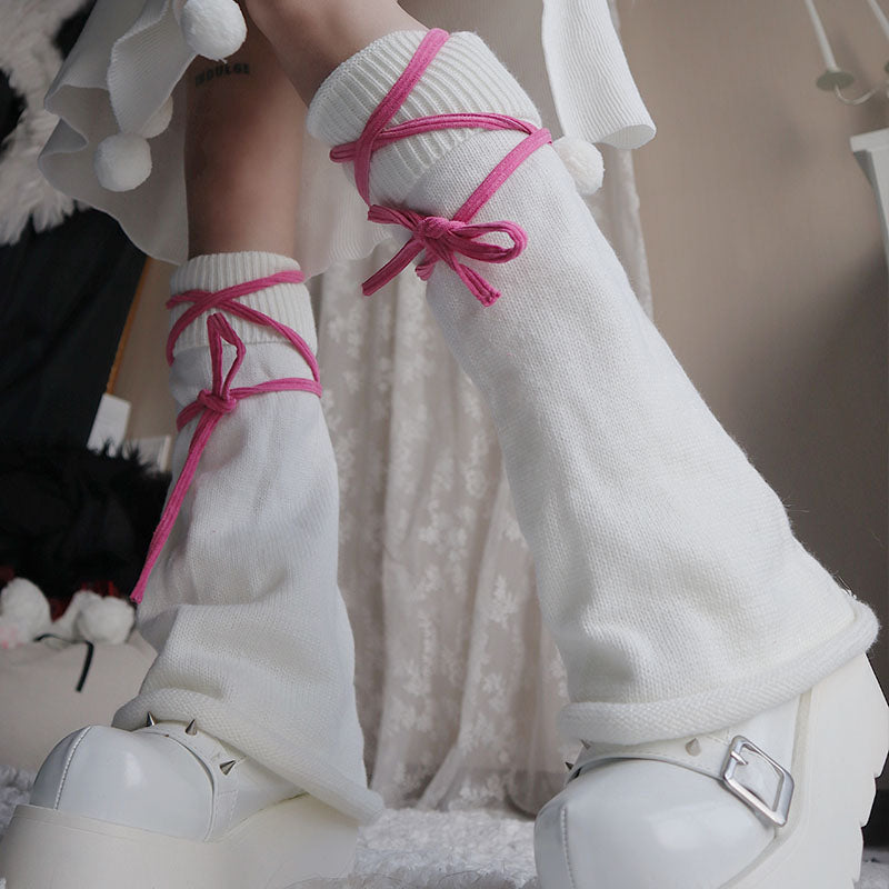 Tie-Strap Knit Leg Warmers