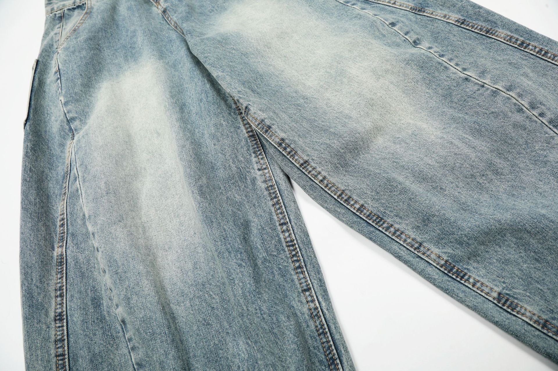 Washed Wide Leg Denim Jeans