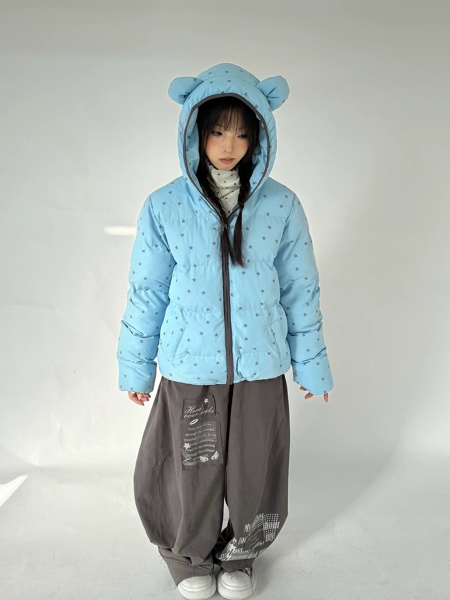Letter Print Elastic Waist Wide Leg Sweatpants