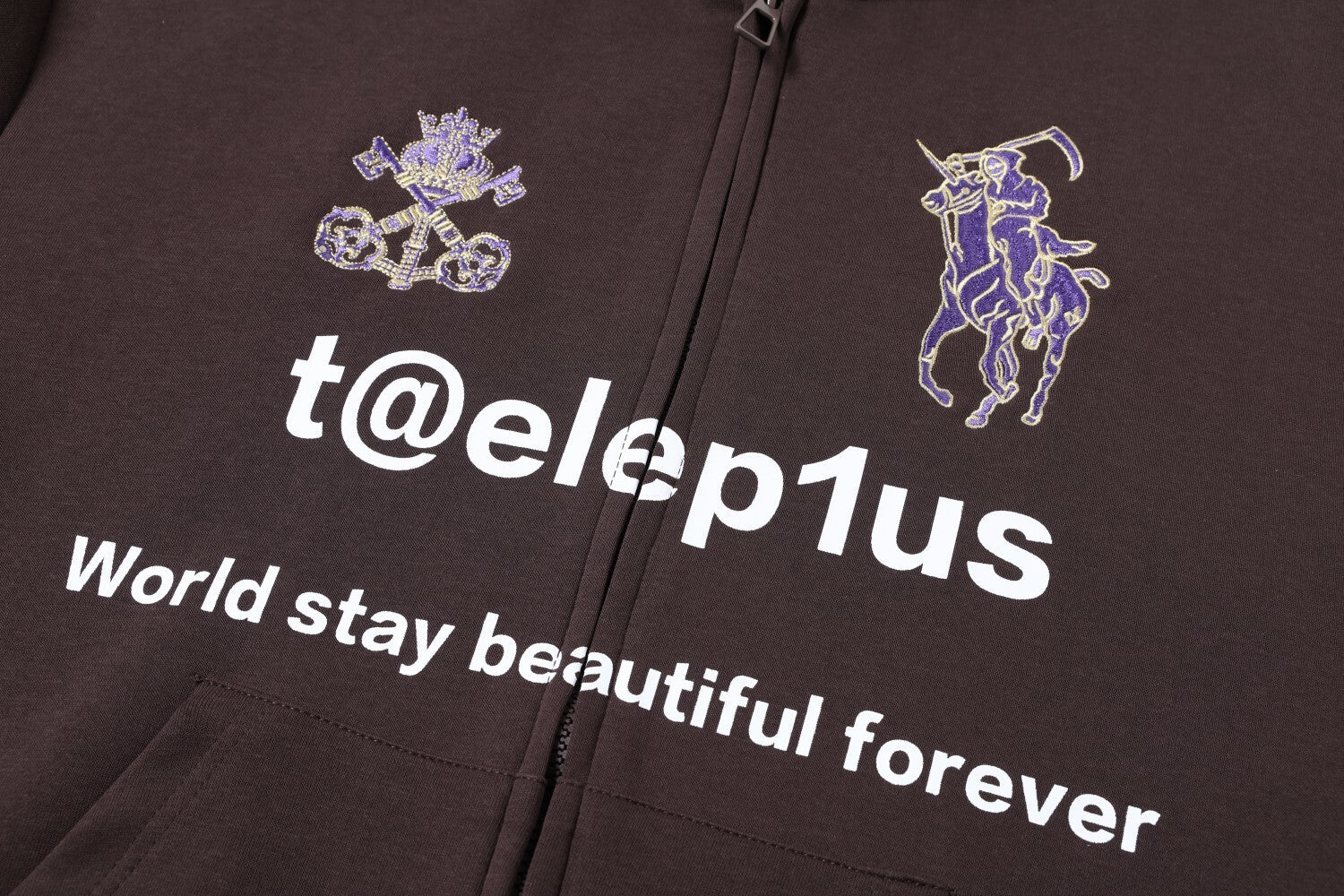 Logo Horse Embroidery Zipper Hoodie