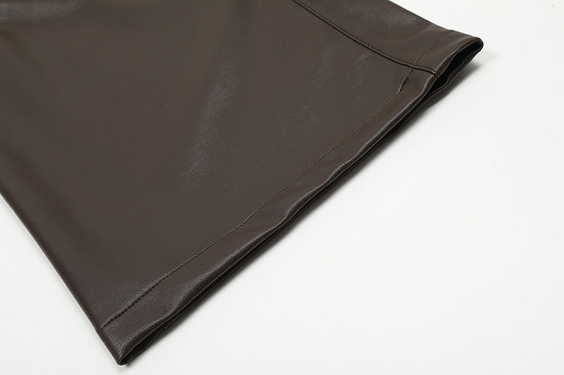 PU Leather With Drawstring Pants