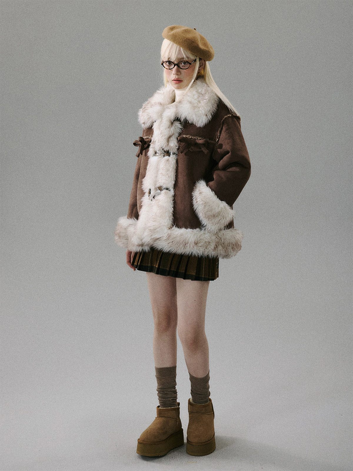 Bow Fur Thick Jacket