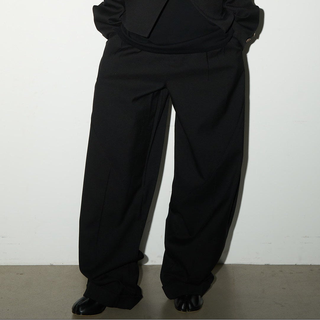 Shoulder-Pad Button Tailored Jacket & Wide Leg Trousers Setup