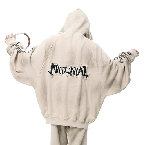 Patchwork Oversize Hoodie - Beige / S