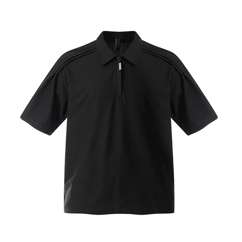 Half-Zipper Loose Polo Shirt