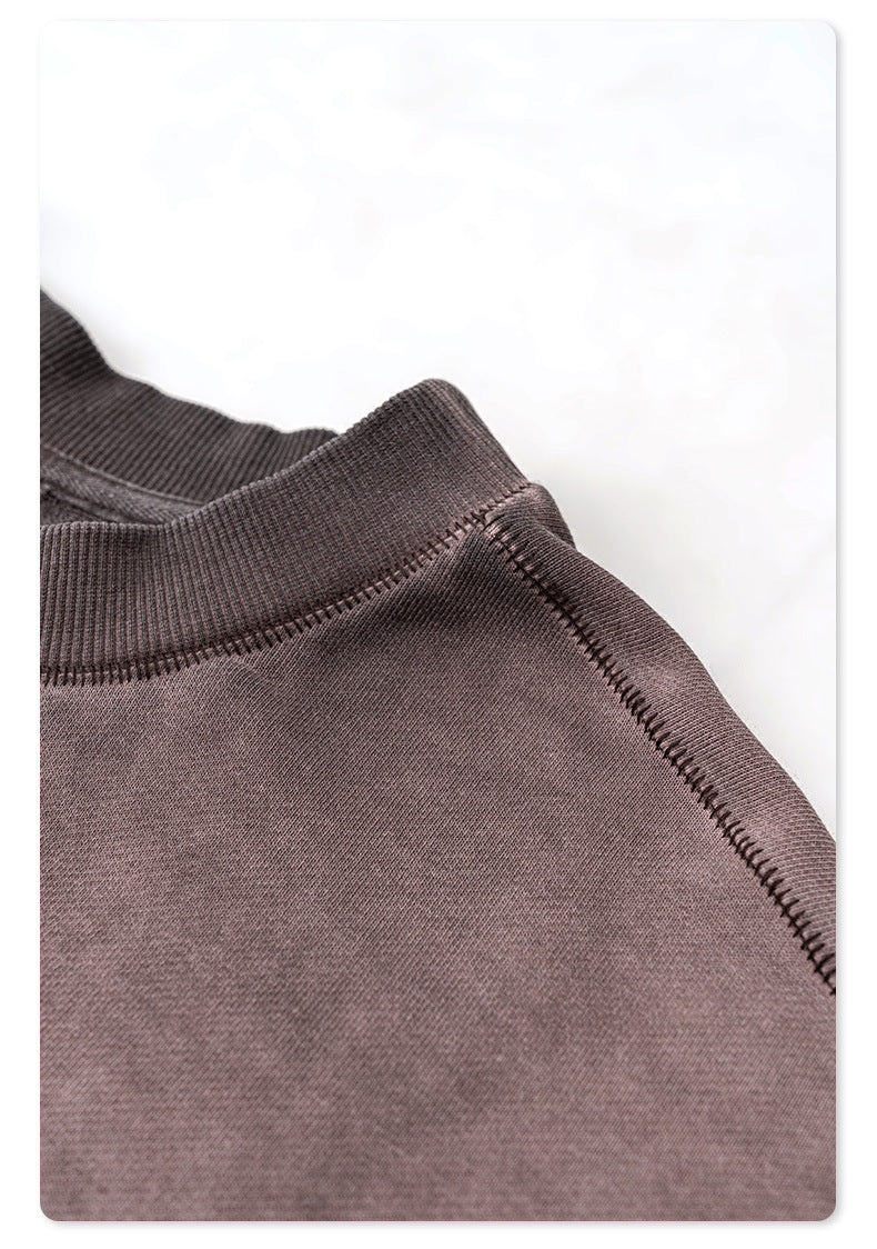 Washed Basic Round Neck Sweatshirt