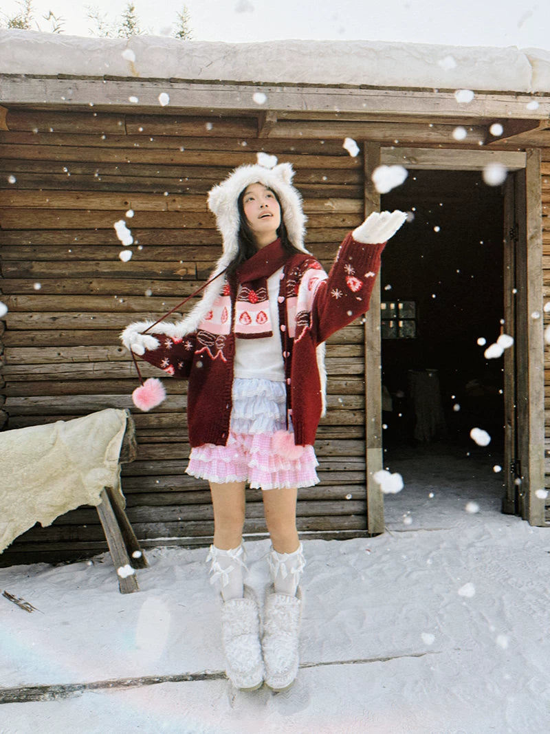 Strawberry Cake Knit Cardigan