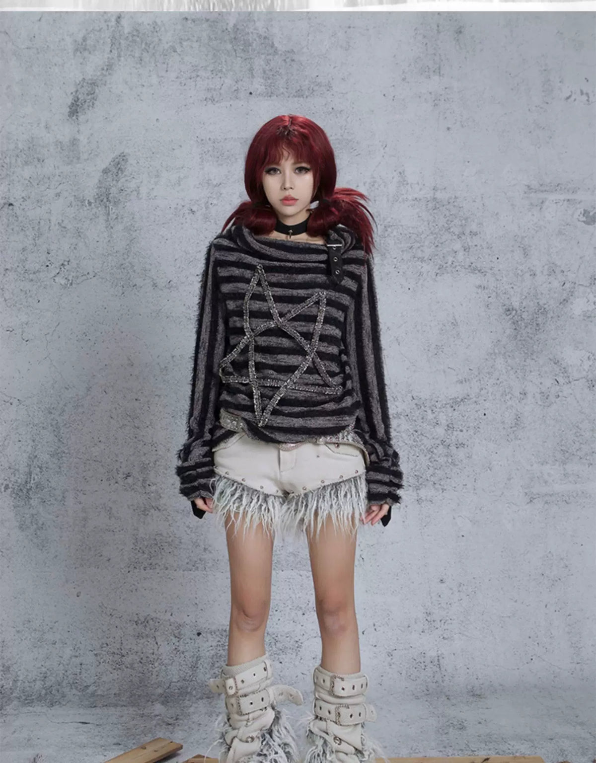 Patchwork Heavy-Duty Punk Short Pants & Leg Cover