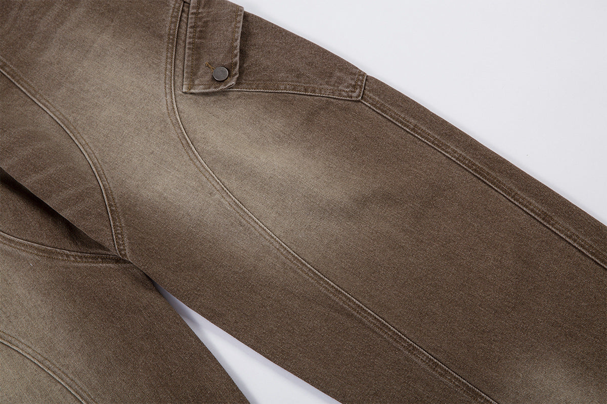 Washed Cargo Wide Leg Denim Jeans