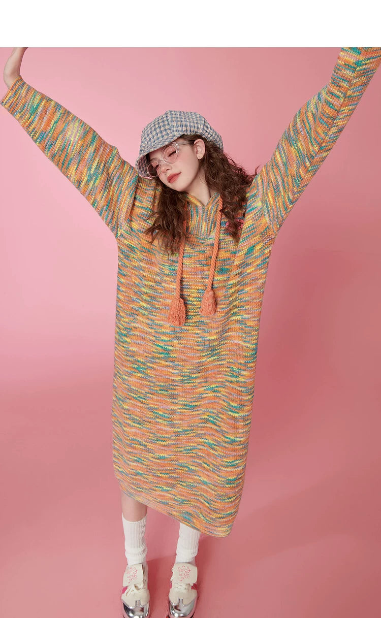 Hooded Knit Sweater Dress