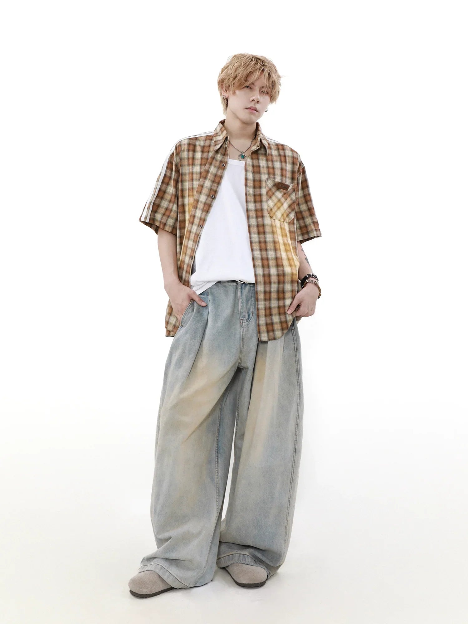Three Bar Plaid Short Sleeve Shirt