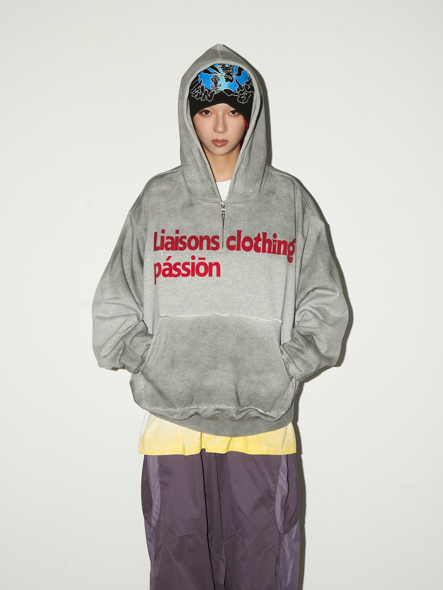 Irregular Dye Letter Print Oversize Hoodie