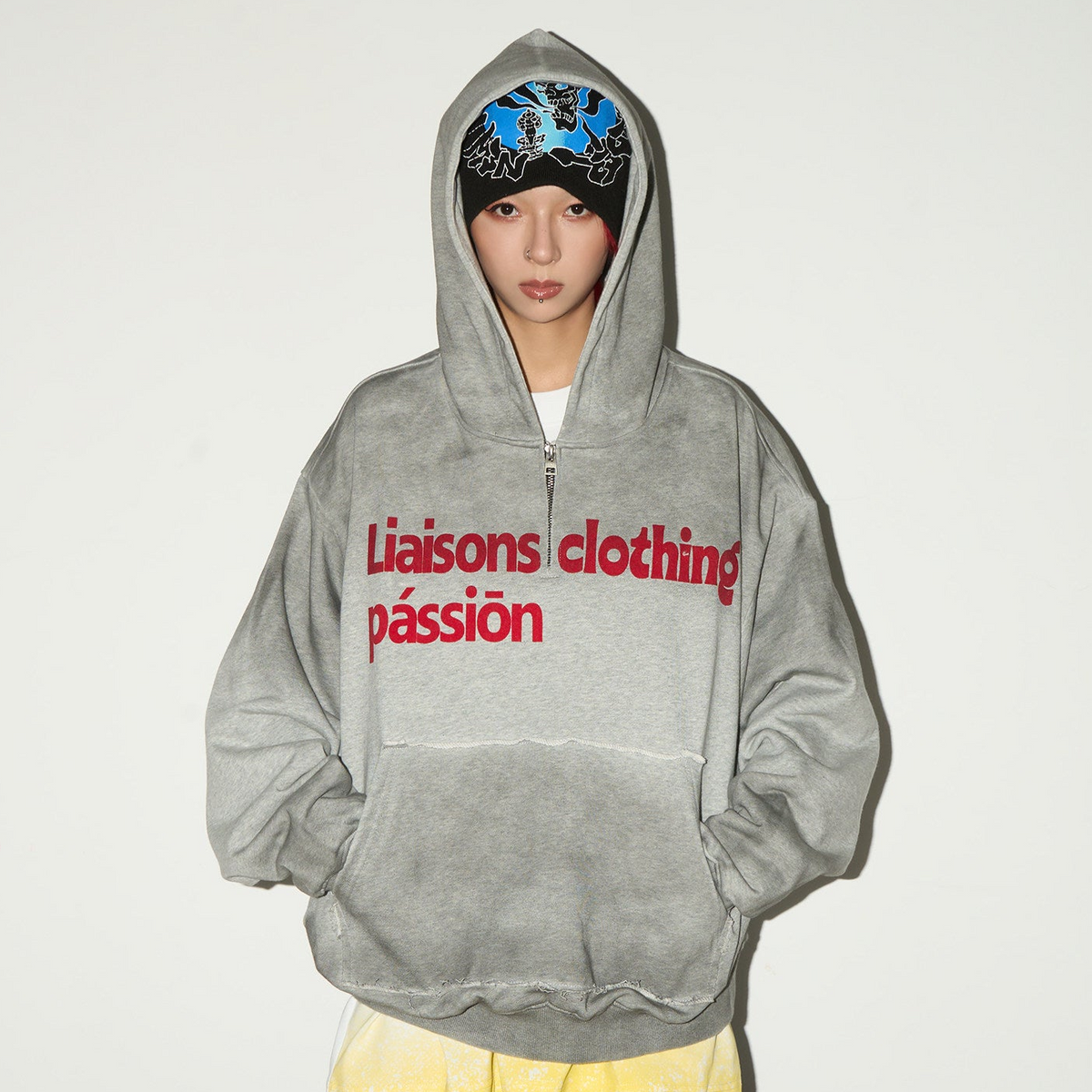 Irregular Dye Letter Print Oversize Hoodie