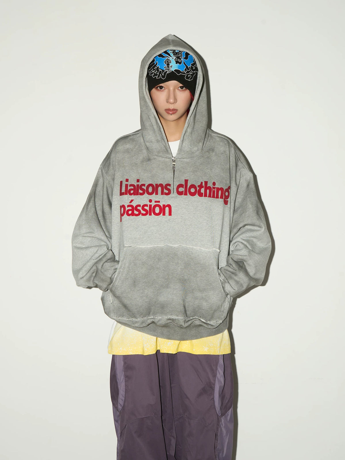 Irregular Dye Letter Print Oversize Hoodie