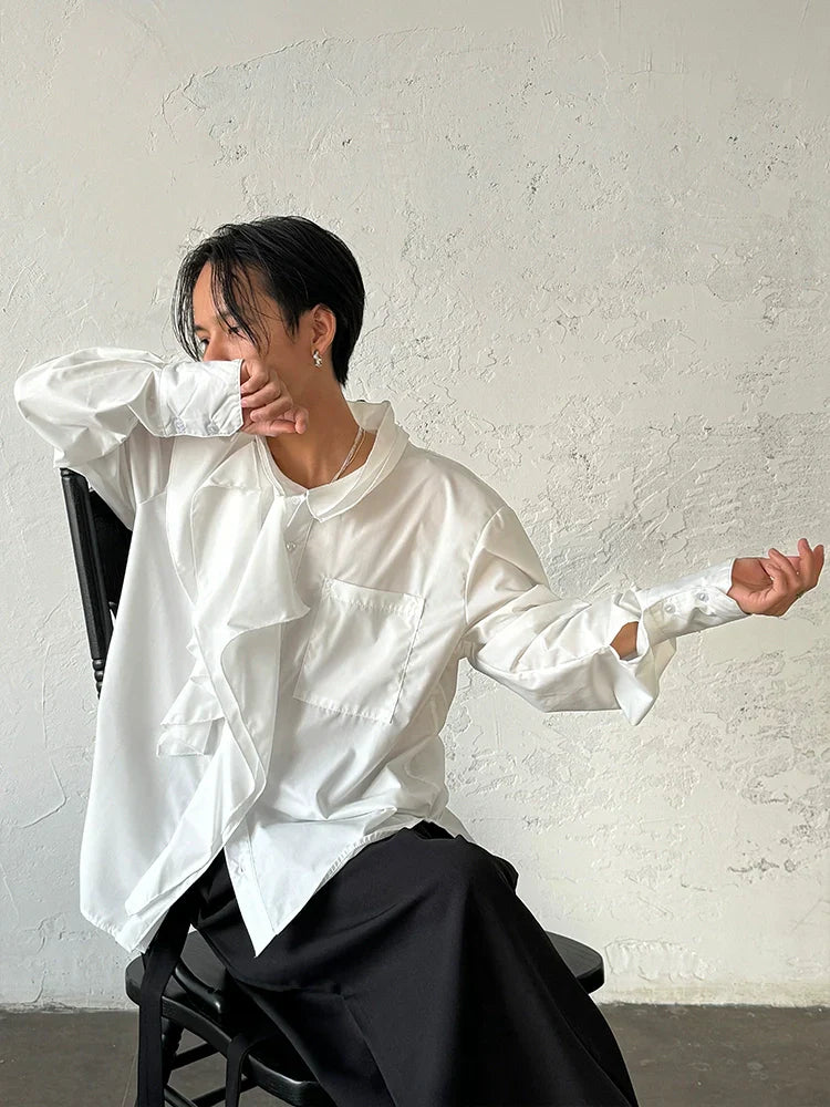 French Ruffle Long Sleeve Shirt