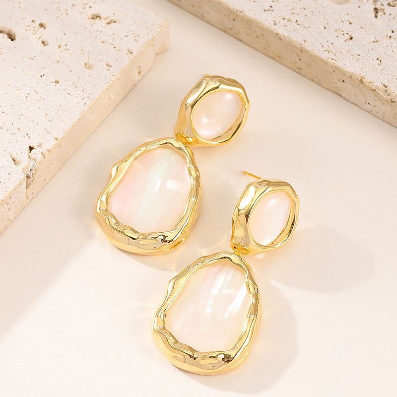 Vintage Irregular ovals Drop-shaped Needle Earrings