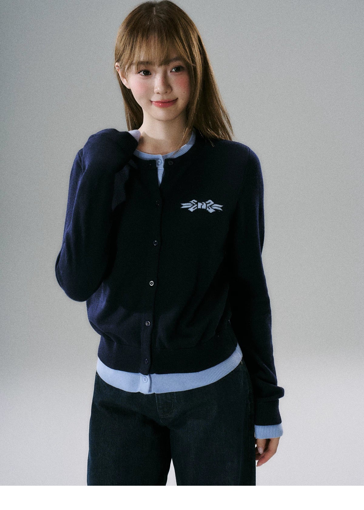 Logo Embroidery Knit Cardigan