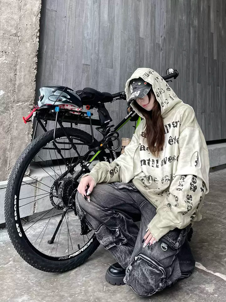 블랙 빈티지 멀티 포켓 카고 진