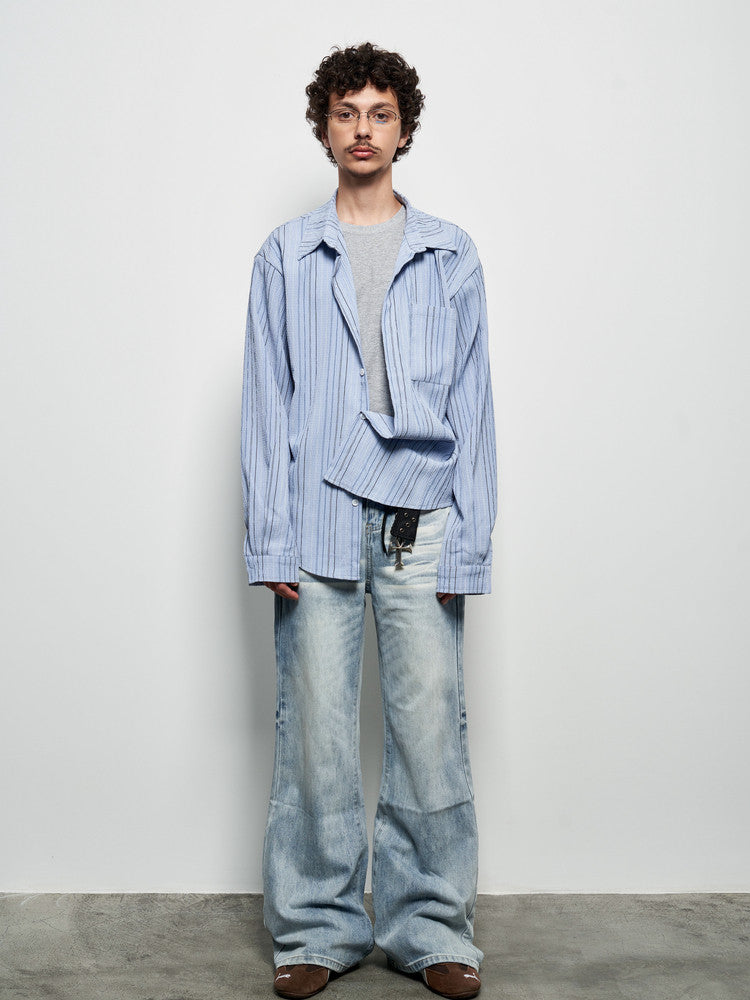 Camicia a maniche lunghe oversize a righe