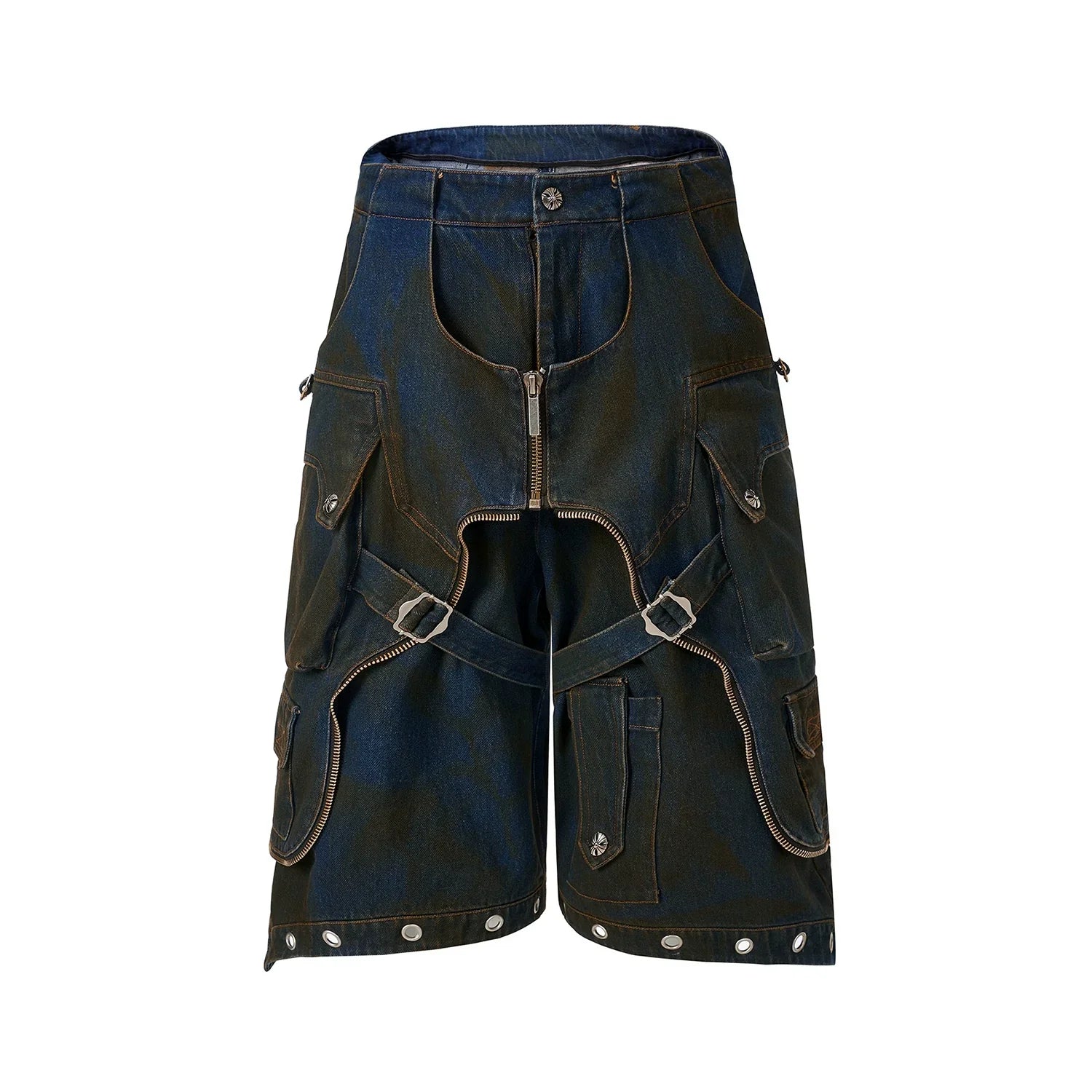 Hooded Wash Denim Vest & Cargo Short Setup