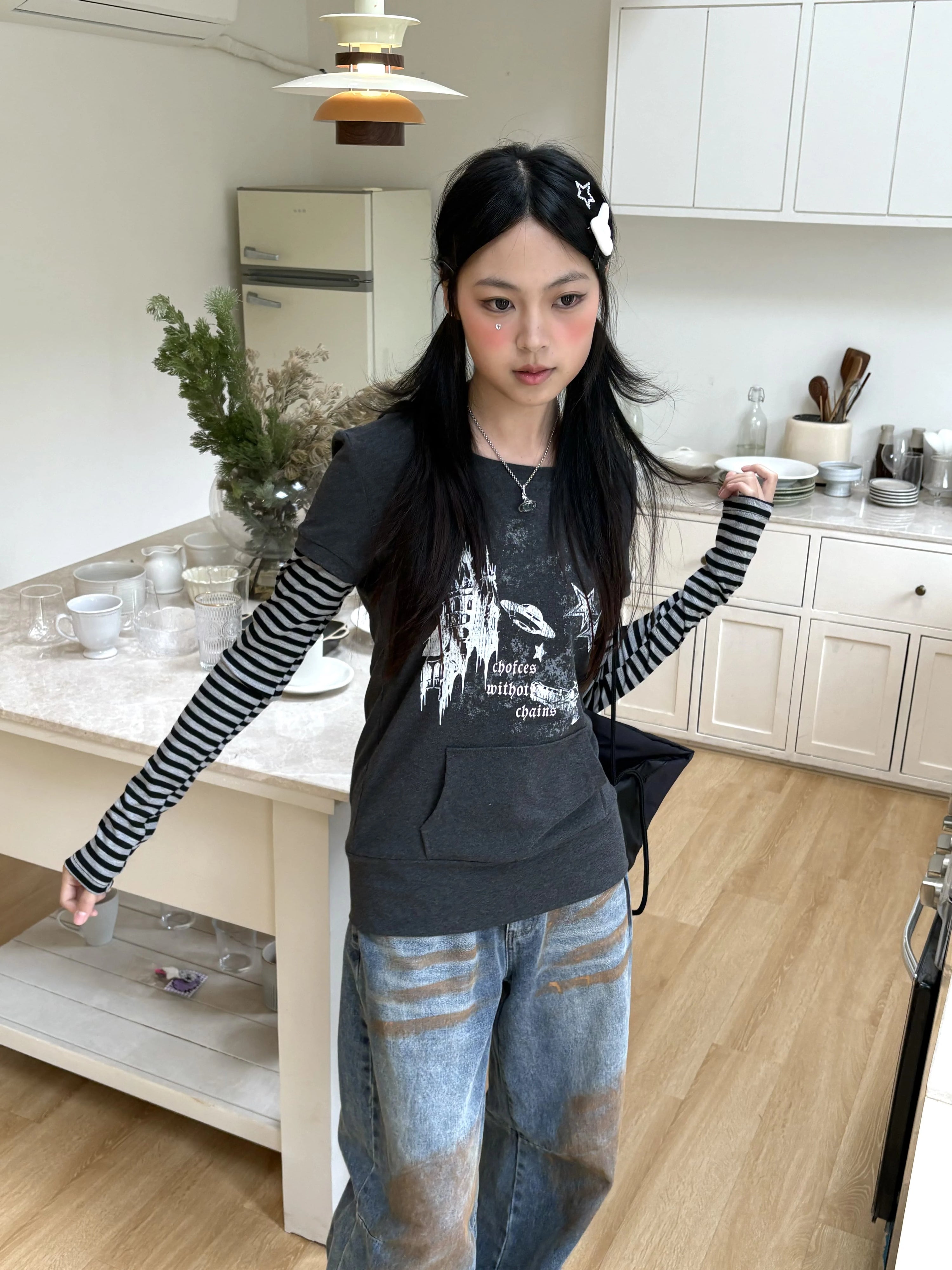 Stripe Patchwork Pullover Hoodie